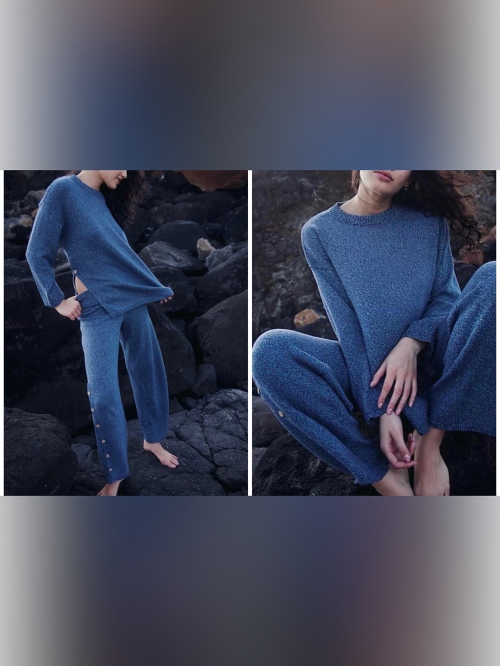 NWT Free People Free-Est Button Up Sweater Set - Blue Sea Combo - XS